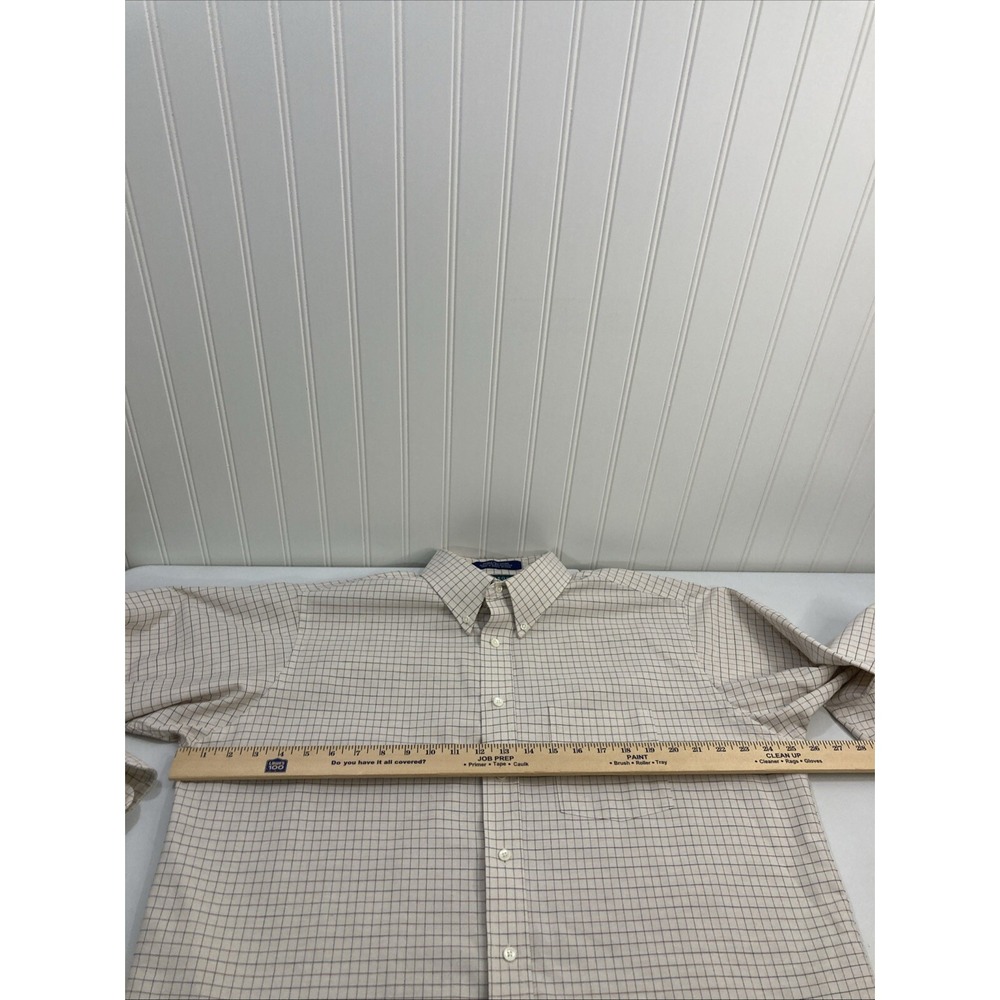 ClayBrooke Men 32 / 33 Button Down Tan Plaid Shirt Long Sleeves - Picture 5 of 9
